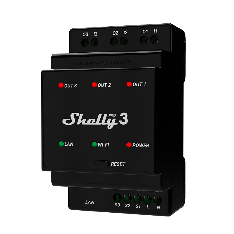 Shelly Pro 3 Leistungsrelais Schwarz