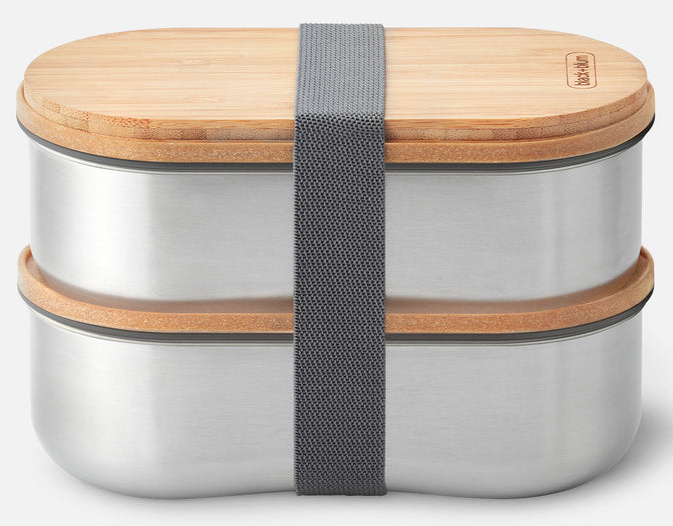 black+blum BAM-BT-L016 Lebensmittelaufbewahrungsbehälter Oval Box 0,5 l Bambus, Edelstahl 2 Stück(e)