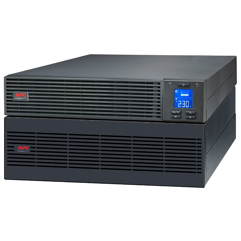 APC Easy UPS On-Line, 5kVA/5kW, Rackmontage 5HE, 230V, Festverdrahteter 3-adriger (1P+N+E) Ausgang, Kartensteckplatz, LCD, verläng. Laufzeit, mit Kit