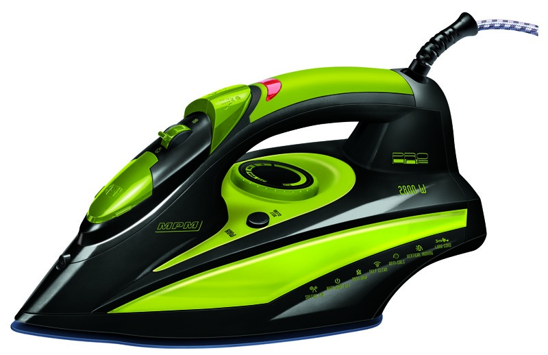 MPM MZE-04 Bügeleisen Trocken- & Dampfbügeleisen Keramik-Bügelsohle 2400 W Schwarz, Grün