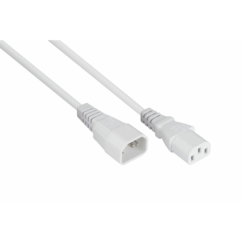 Kabelmeister Kaltgeräteverlängerung Kaltgeräte-Stecker C14 an Kaltgeräte-Buchse C13, weiß, 1,00mm², 5m
