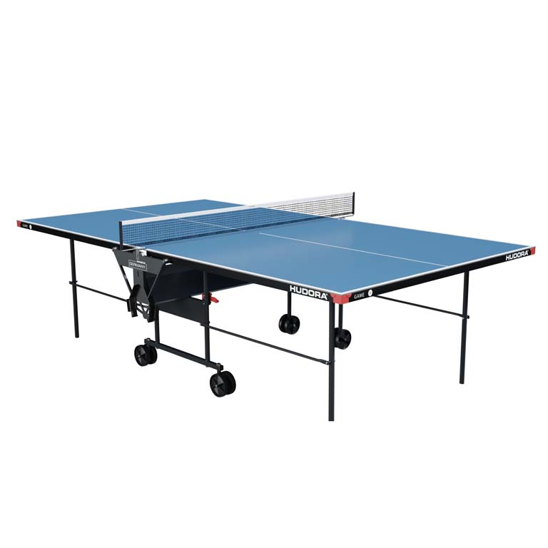 HUDORA 30000 Tischtennisplatte Rollaufsatz (2 Tabletops & 2 Fahrwerke) Schwarz, Blau Melamin