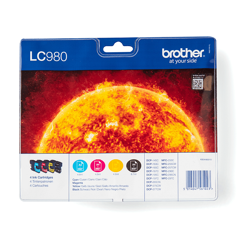 Brother LC-980VALBPDR Druckerpatrone 4 Stück(e) Original Schwarz, Cyan, Magenta, Gelb