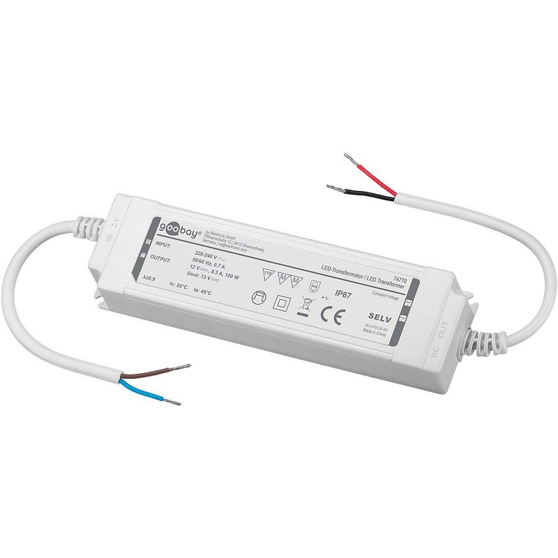 Goobay 74770 Beleuchtungs-Transformator Für die Nutzung im Innenbereich geeignet Für die Nutzung im Außenbereich geeignet Elektronischer Beleuchtungstransformator 100 W