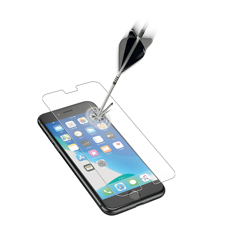 Cellularline Impact Glass - iPhone SE (2022) / SE (2020) / 8 / 7 / 6 Widerstandsfähiges, dünnes und super-berührungsempfindlich Schutzglas