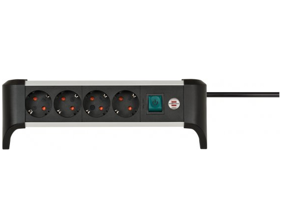 Brennenstuhl 1391040400 Verlängerungskabel 1,8 m 4 AC-Ausgänge Drinnen Schwarz, Silber