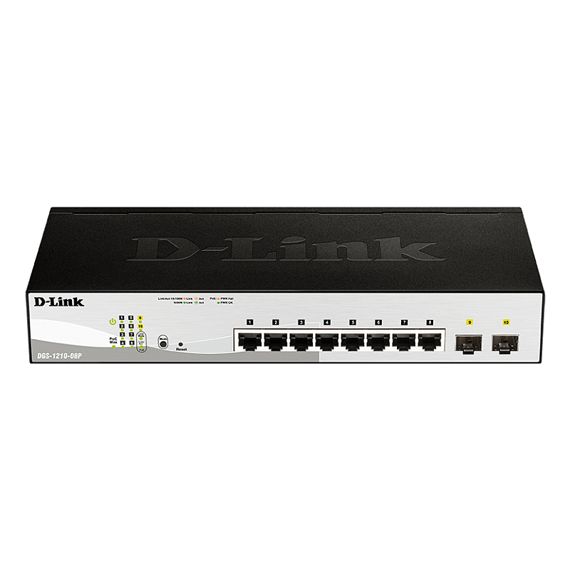 D-Link DGS-1210-08P Managed L2 Gigabit Ethernet (10/100/1000) Power over Ethernet (PoE) Schwarz