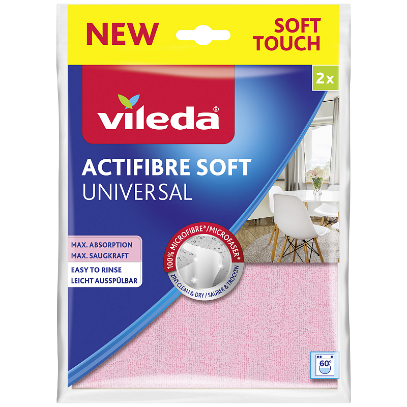 Vileda 4023103240810 Reinigungstücher Mikrofaser, Polyurethan Grau, Pink 2 Stück(e)