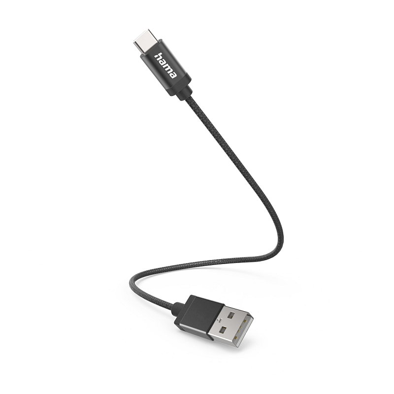 Hama 00201600 USB Kabel USB 2.0 0,2 m USB A USB C Schwarz