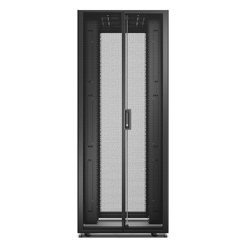 APC Easy Rack 800mm/42HE/1200mm mit Dach, Rollen, Füßen und 4 Halterungen, ohne Seitenteile, Boden, schwarz