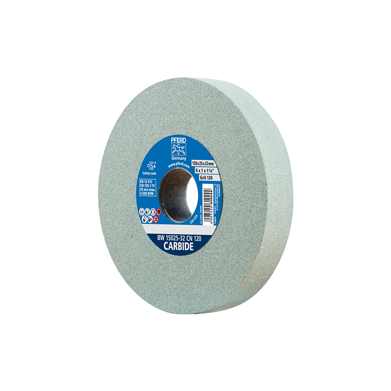 PFERD Schleifbockscheibe Ø 150x25 mm Bohrung-Ø 32 mm SiC120 für harte Materialien z.B. Hartmetall