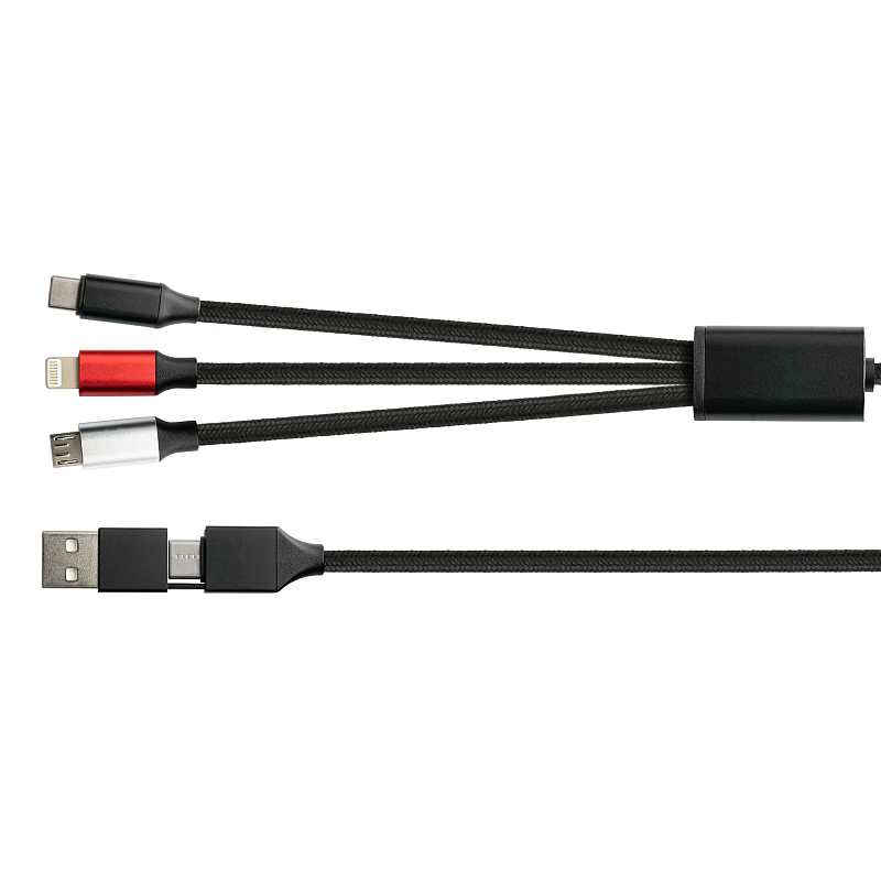 Python PY-USB001S USB Kabel 1,2 m USB A/USB C USB C/Micro-USB B/Lightning Schwarz