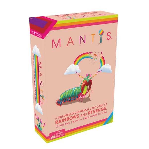 Asmodee Mantis Mantis is a colorfully cutthroat card game of rainbows and revenge. There are only two rules: Steal or Score. Collect matching sets of cards by stealing from your opponents. Feel good about things, then not so good about things as opponents steal those cards back. Repeat this emotional rollercoaster until somebody wins the game. Kartenspiel