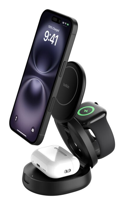 Belkin WIZ034KQBK Ladegerät für Mobilgeräte Kopfhörer, Smartphone, Smartwatch Schwarz USB Kabelloses Aufladen Schnellladung Drinnen
