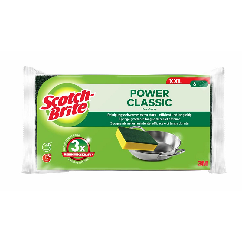 Scotch-Brite Classic XXL Schwamm Rechteckig Schaum Grün, Gelb 6 Stück(e)