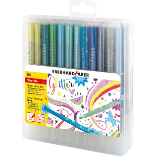 Eberhard Faber Fasermaler Glitter Filzstift Schwarz, Blau, Braun, Cyan, Gold, Grün, Helle Cyan, Hellgrün, Hellrosa, Lila, Orange, Pink, Violett, Rot, Rose, Silber, Violett, Gelb 24 Stück(e)