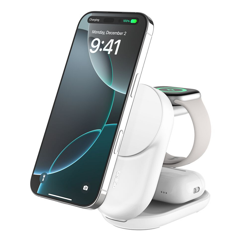 Belkin Qi2 Fitness tracker, Kopfhörer, Smartphone, Smartwatch Weiß USB Kabelloses Aufladen Schnellladung Drinnen
