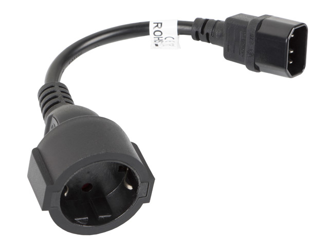 Lanberg CA-C14E-10CC-0018-BK Stromkabel Schwarz 0,18 m C14-Koppler