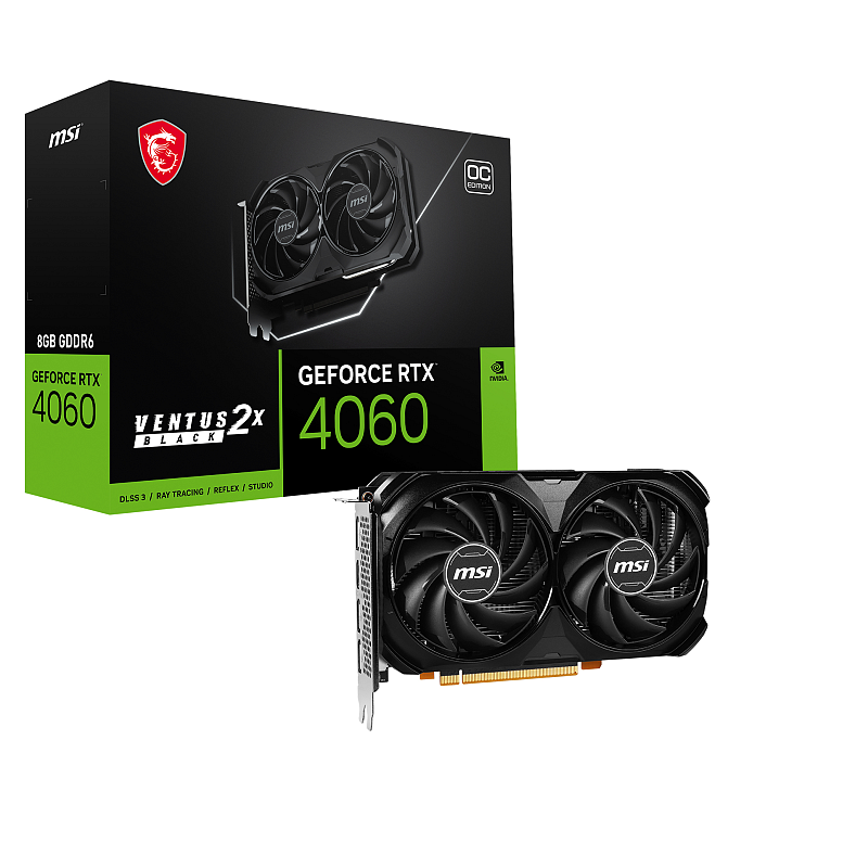 MSI VENTUS GEFORCE RTX 4060 2X BLACK 8G OC Grafikkarte NVIDIA 8 GB GDDR6