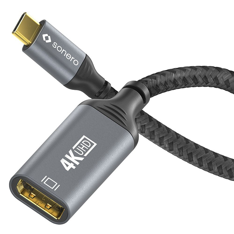 sonero SPC-V110-002 Videokabel-Adapter 0,1 m USB Typ-C DisplayPort Schwarz, Grau
