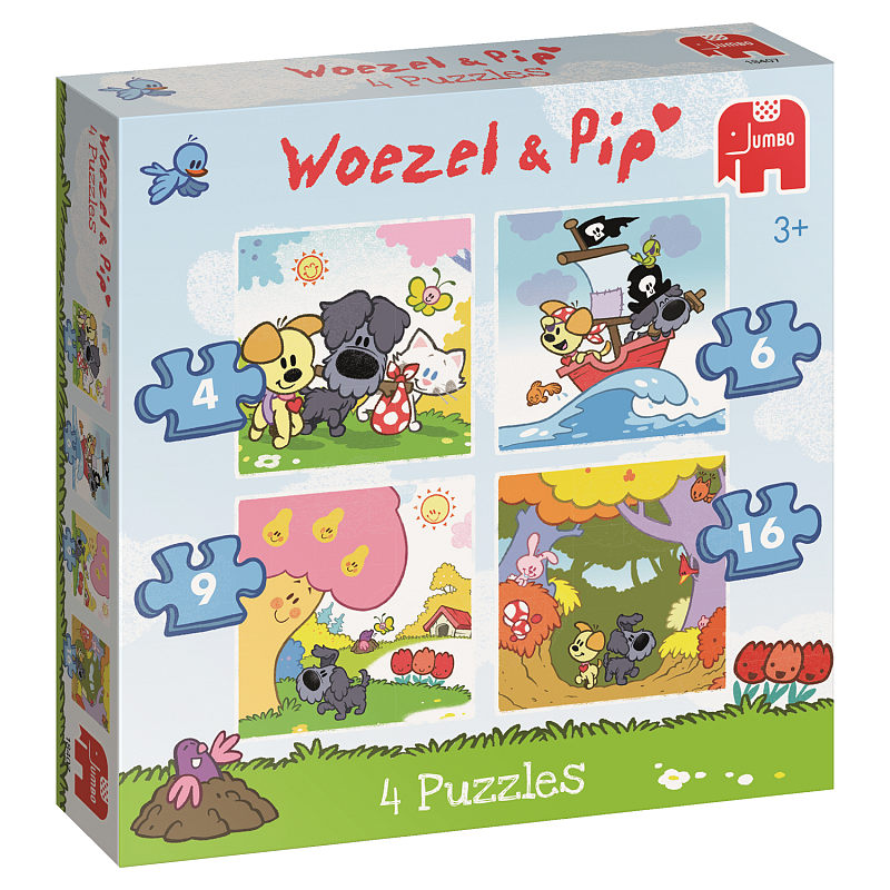 Woezel & Pip 4in1 puzzel 4/6/9/16 stukjes Puzzlespiel 4 Stück(e) Cartoons