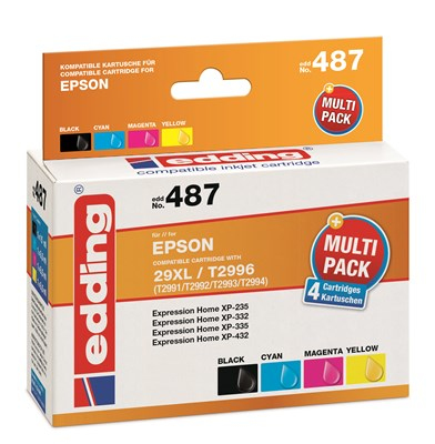 Edding EDD-487 Druckerpatrone 4 Stück(e) Kompatibel Schwarz, Cyan, Magenta, Gelb