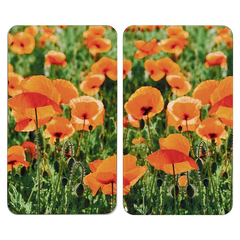 WENKO Champs de Coquelicots Küchen-Schneidebrett Rechteckig Kunststoff, Gehärtetes Glas Mehrfarbig