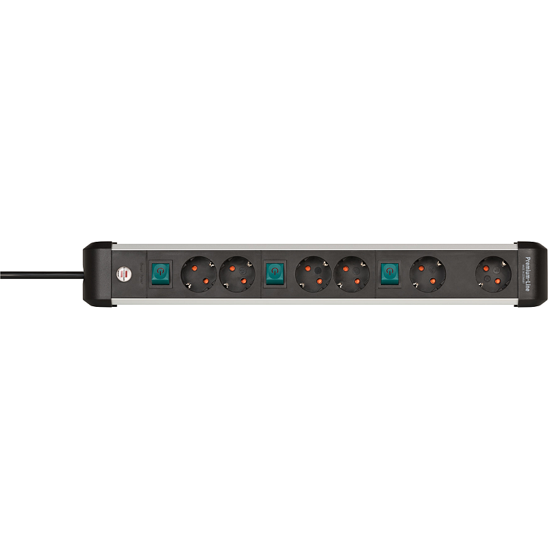 Brennenstuhl 1391030601 Verlängerungskabel 3 m 6 AC-Ausgänge Drinnen Schwarz, Silber