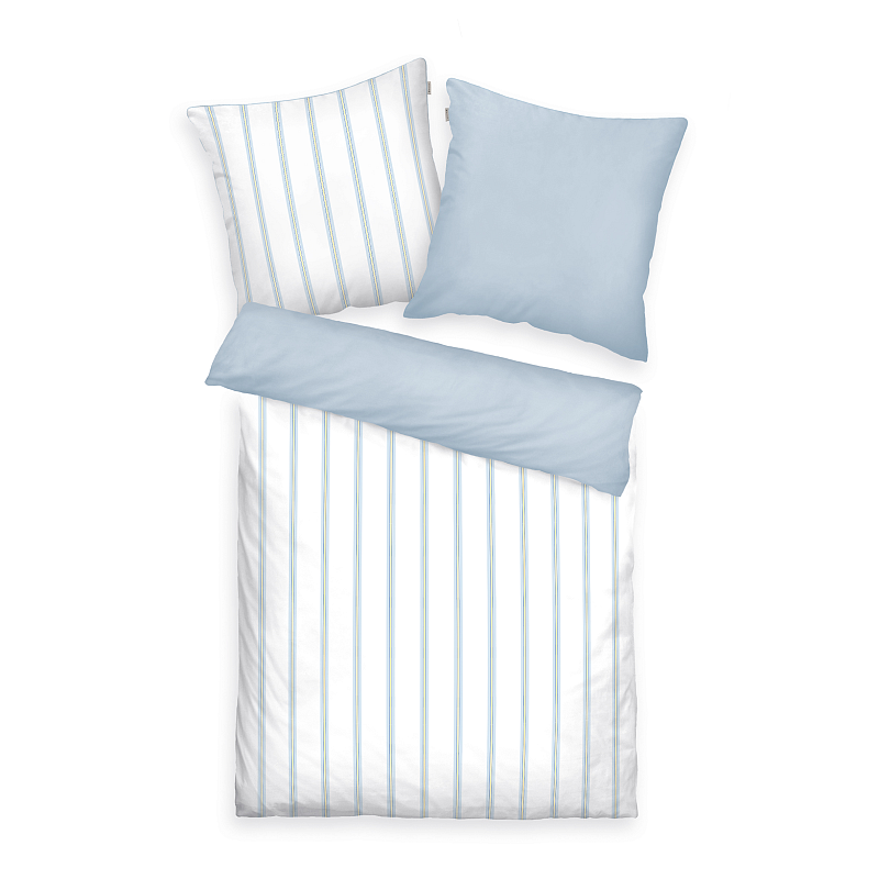 HERDING TOM TAILOR Bettwäsche - Classic Satin Stripes Light Lemon &amp; Sky Blue - 80-x-80-cm-155-x-220-cm
