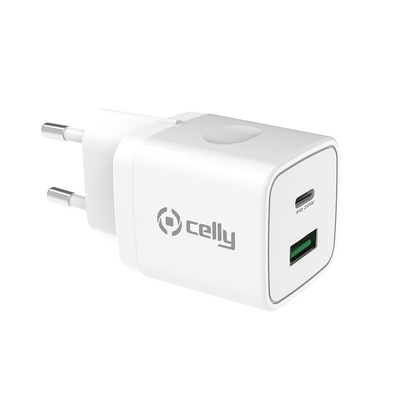 Celly TC2USBUSBC20WWH Ladegerät für Mobilgeräte Smartphone, Smartwatch, Tablets Weiß AC Drinnen