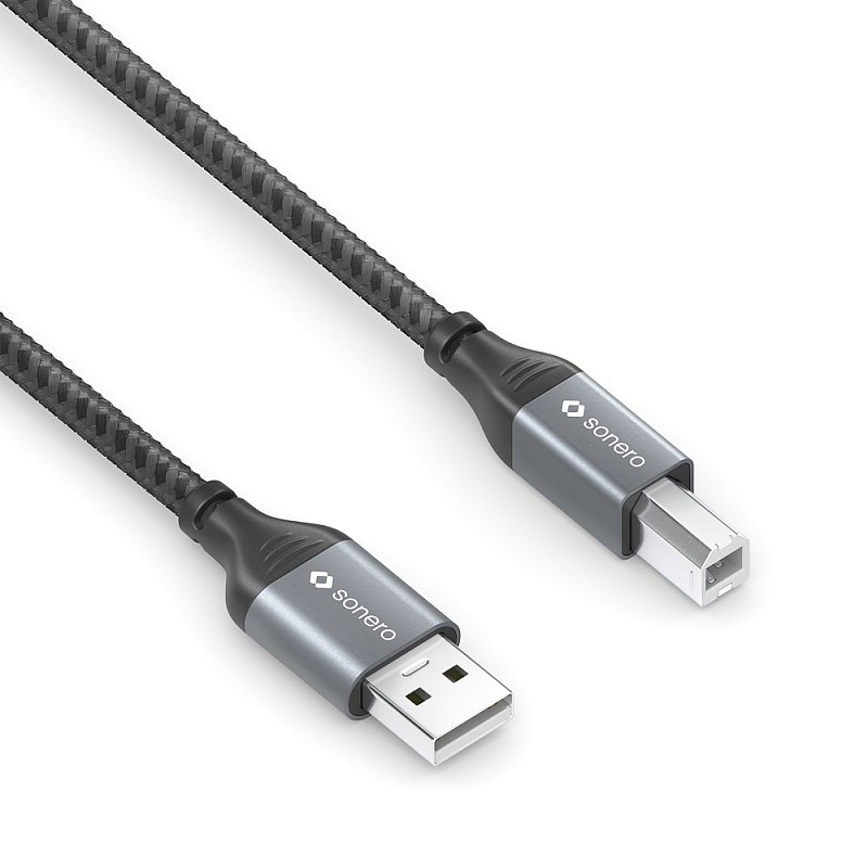 sonero SPC-U010-015 USB Kabel USB 2.0 1,5 m USB A USB B Schwarz, Grau