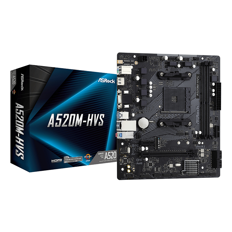 Asrock A520M-HVS AMD A520 Sockel AM4 micro ATX
