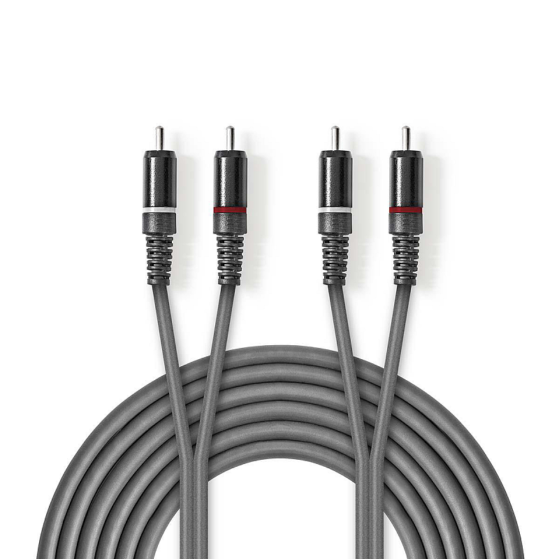 Nedis COTH24200GY15 Audio-Kabel 1,5 m 2 x RCA Grau