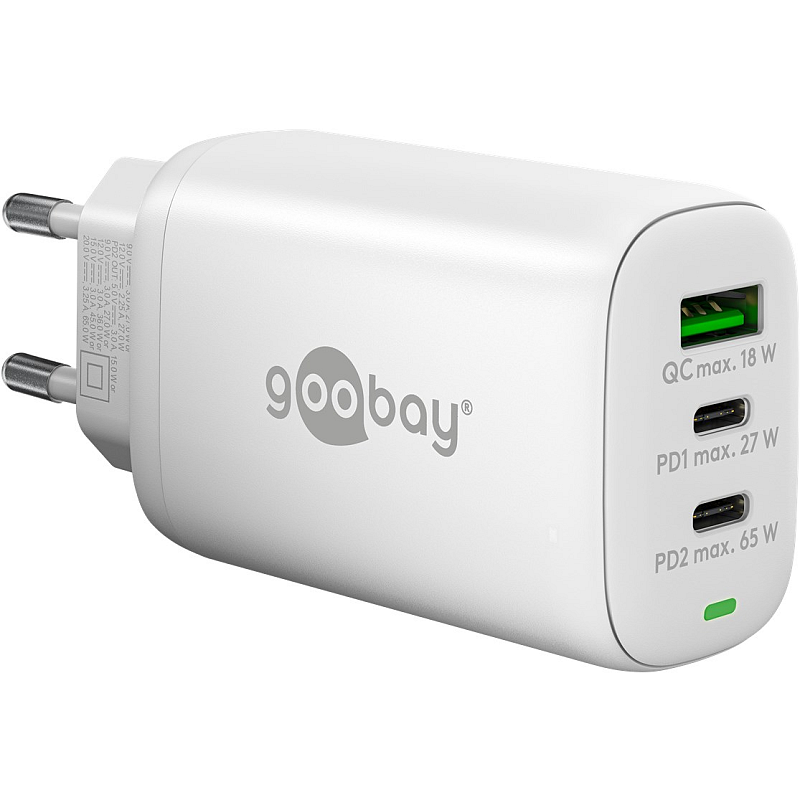 Goobay 65408 Ladegerät für Mobilgeräte Kopfhörer, Laptop, Smartphone, Tablets Weiß AC Schnellladung Drinnen
