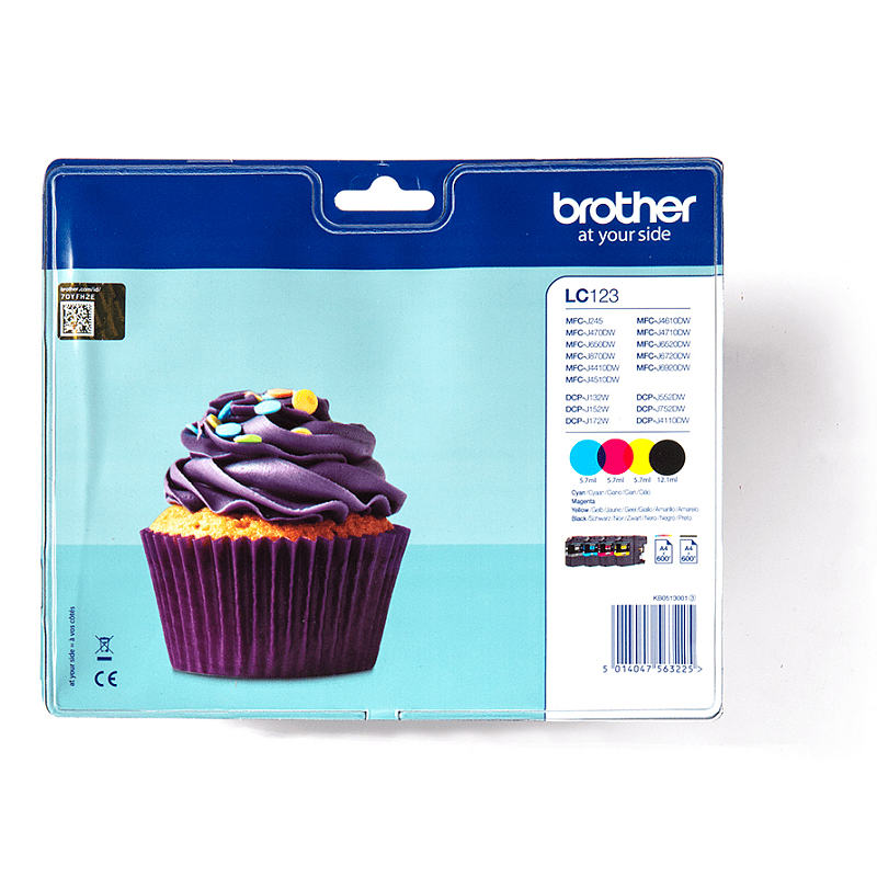 Brother LC123VALBPDR Druckerpatrone 1 Stück(e) Original Schwarz, Cyan, Magenta, Gelb