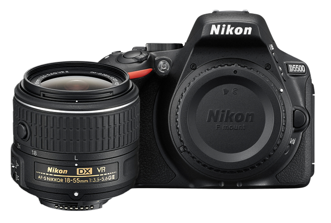 Nikon D5500 + AF-S DX NIKKOR 18-55mm SLR-Kamera-Set 24,2 MP CMOS 6000 x 4000 Pixel Schwarz