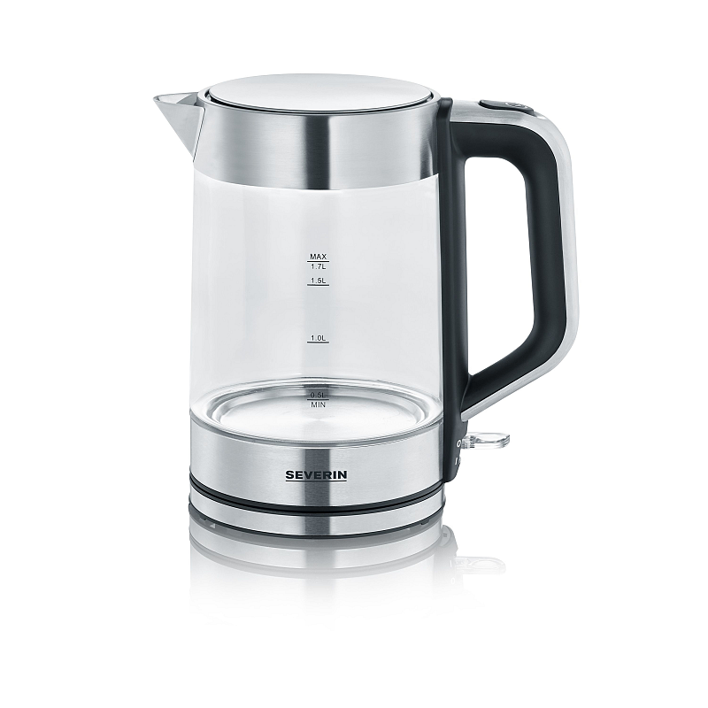Severin WK 3420 Wasserkocher 1,7 l 2200 W Schwarz, Edelstahl, Transparent