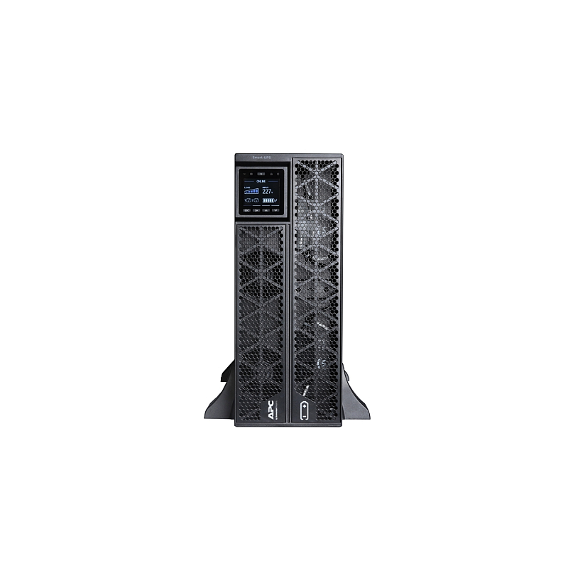 APC Smart-UPS On-Line, 5kVA/5kW, Rack/Tower, 230V, 2x IEC C13+1x IEC C19+Festverdrahtung 3-adrig (1P+N+E) Ausg., Netzwerkkarte, ohne Rack-Einbausatz