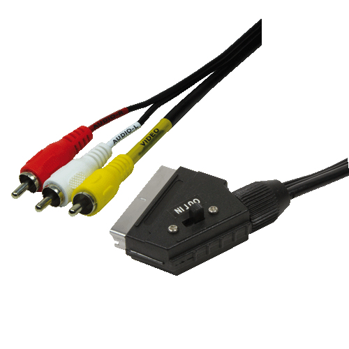 LogiLink Scart - RCA, 2m SCART (21-pin) 3 x RCA Schwarz
