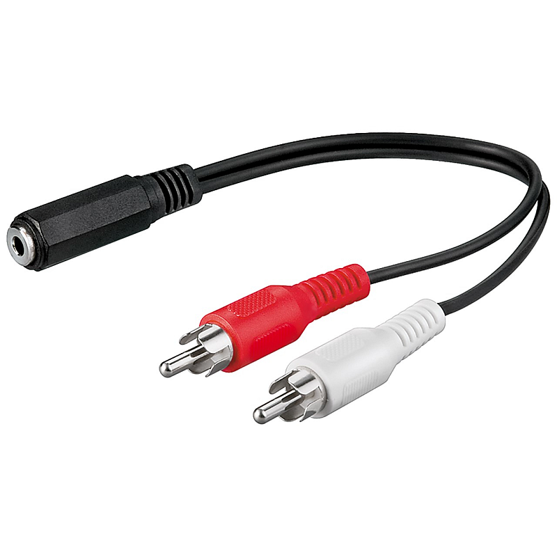 Goobay 50092 Audio-Kabel 0,2 m 3.5mm 2 x RCA Schwarz, Rot, Weiß