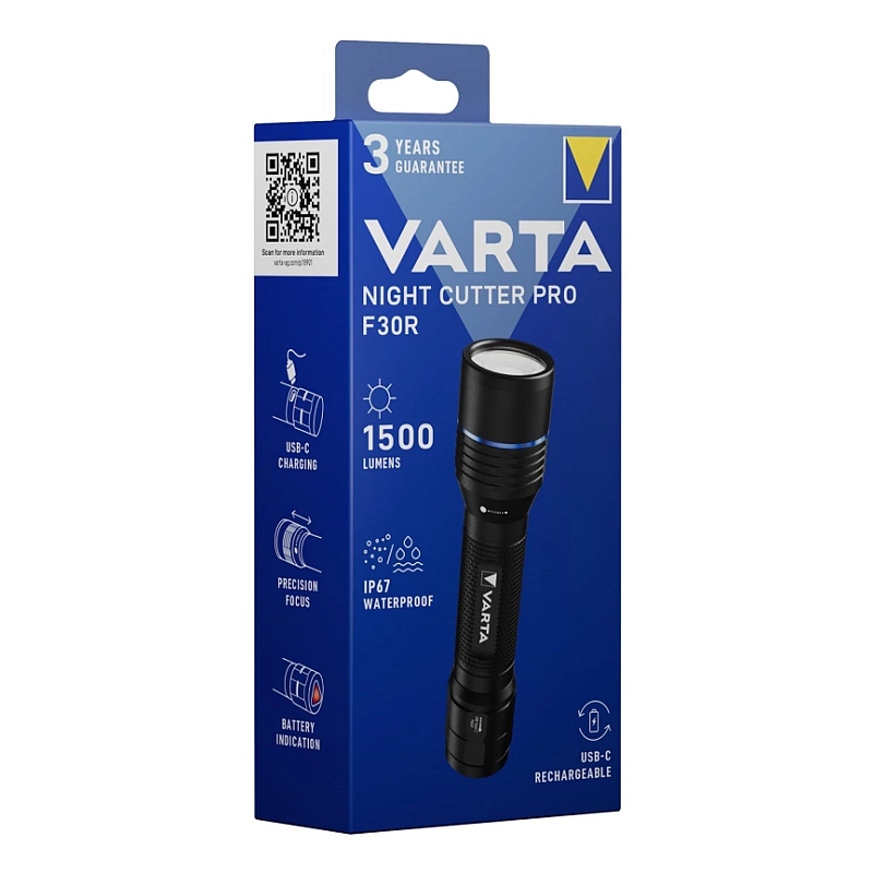 Varta Night Cutter Pro F30R Schwarz Taschenlampe LED