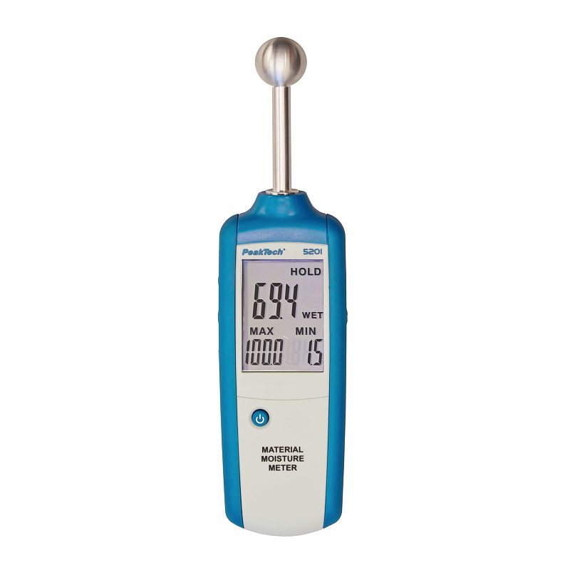 PeakTech P 5201 Wassergehaltsmesser Widerstand (Pin) Karton, Papier, Mörtel, Putz, Beton, Holz