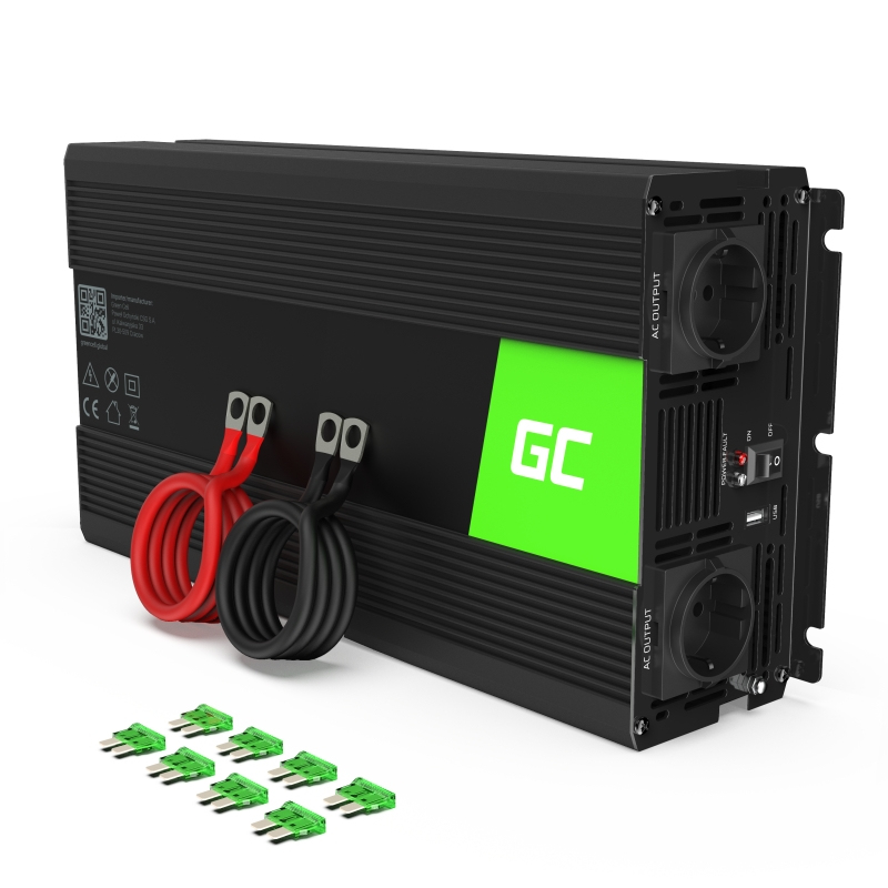 Green Cell INV25 Netzteil & Spannungsumwandler Auto 1500 W Schwarz