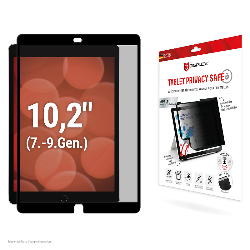 Displex TABLET PRIVACY SAFE Wiederablösbarer 2-Wege Blickschutzfilter für iPad 10,2'' (7./8./9. Gen.)