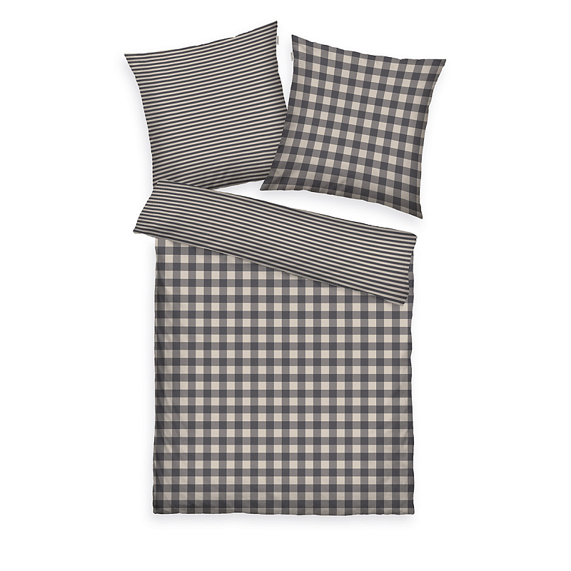 HERDING TOM TAILOR Winterbettwäsche - Classic Check Anthracite & Sunny Sand - 80-x-80-cm-155-x-220-cm