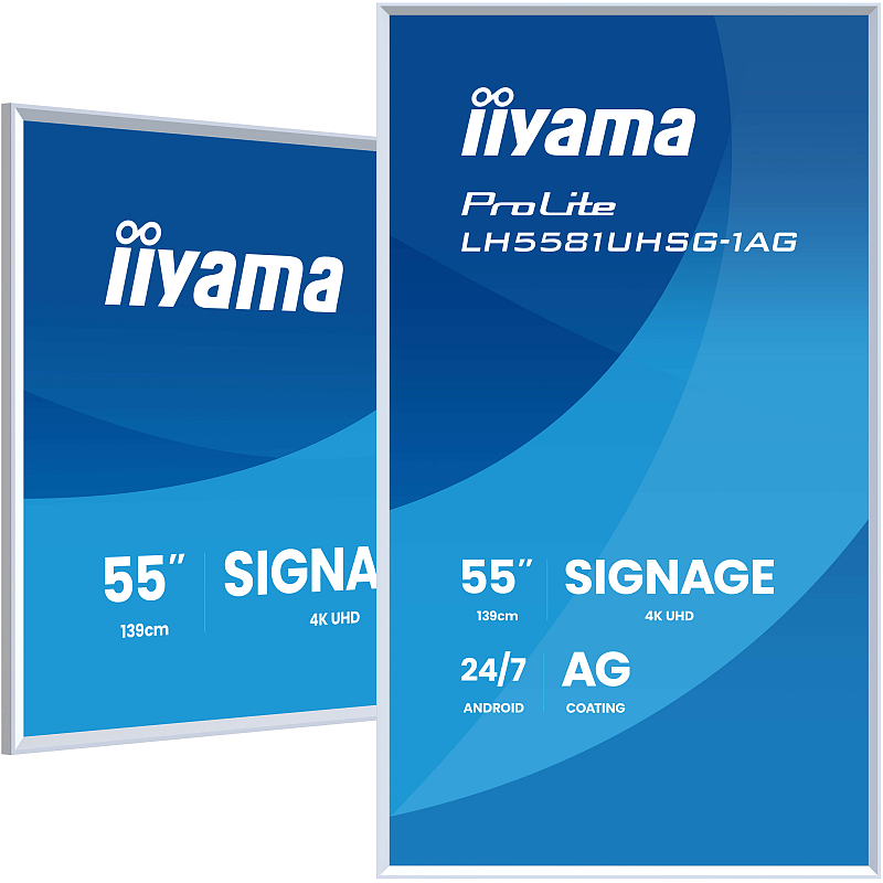 iiyama LH5581UHSG-1AG Signage-Display Digital Signage Flachbildschirm 138,7 cm (54.6") WLAN 500 cd/m² 4K Ultra HD Weiß Eingebauter Prozessor Android 24/7