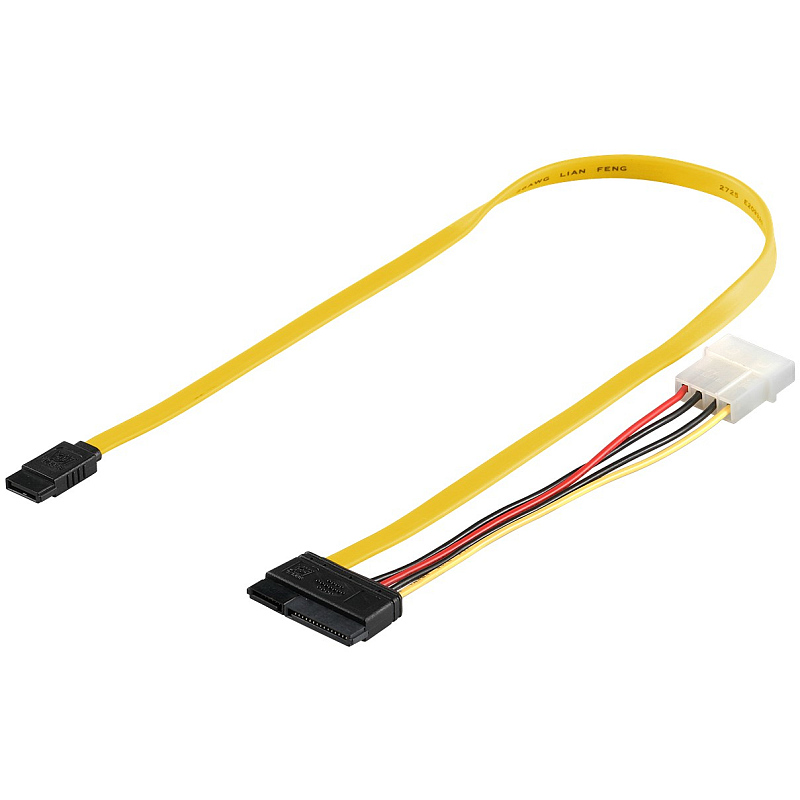 Goobay 68175 SATA-Kabel SATA 7-pin SATA 7-pin + 15-pin Schwarz, Rot, Gelb
