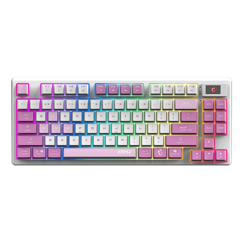 MSI FORGE GK600 TKL WIRELESS VIOLET Tastatur Gaming USB + Bluetooth QWERTY UK Englisch Pink, Violett, Weiß