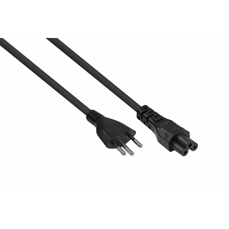 Kabelmeister Netzkabel Schweiz Netz-Stecker Typ J (SEV 1011) an Kleeblatt-Buchse C5, schwarz, 0,75mm², 1,8m