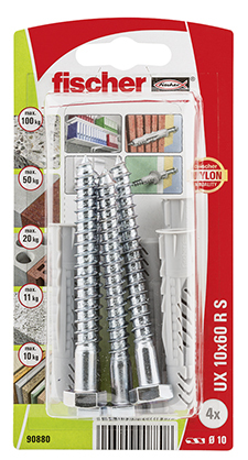 Fischer 90880 Schraubanker/Dübel 10 Stück(e) Schrauben- und Ankersatz 75 mm